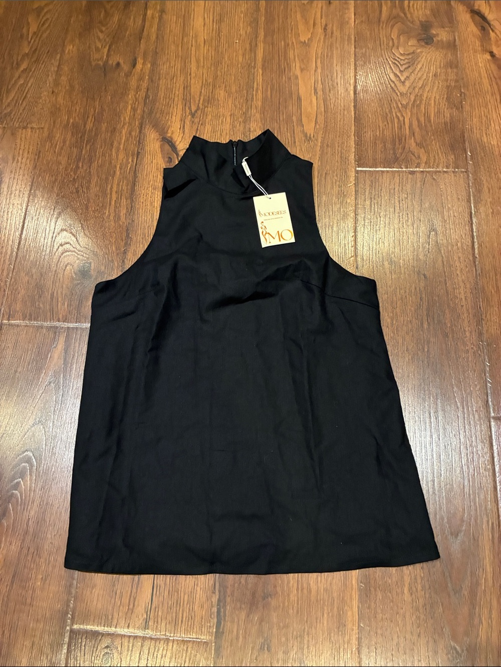 Sleeveless Mock Neck Tank Top - Black